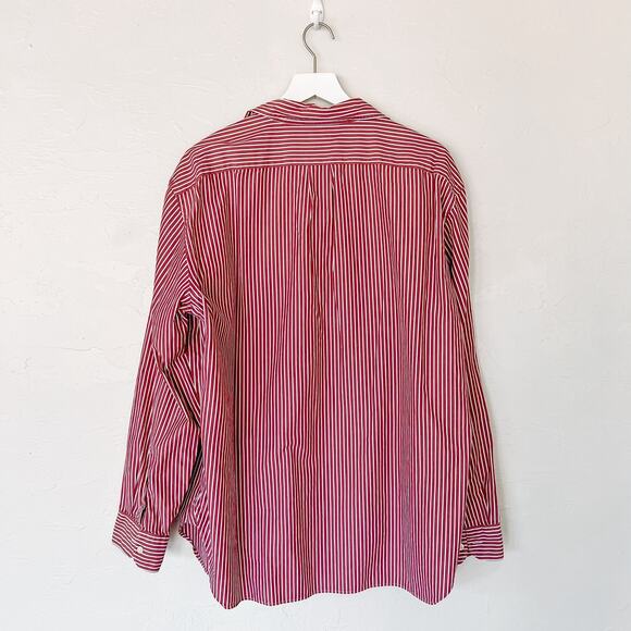 J. Crew Red and White Striped Button Down Shirt Extra Large (17-17 1/2) - Picture 3 of 4